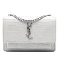 Sunset Chain Wallet Crocodile Embossed Leather