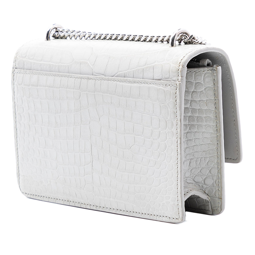 Sunset Chain Wallet Crocodile Embossed Leather