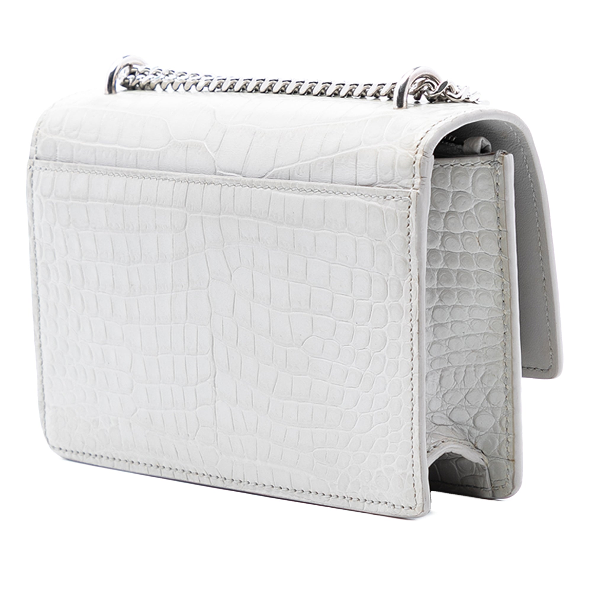 Sunset Chain Wallet Crocodile Embossed Leather