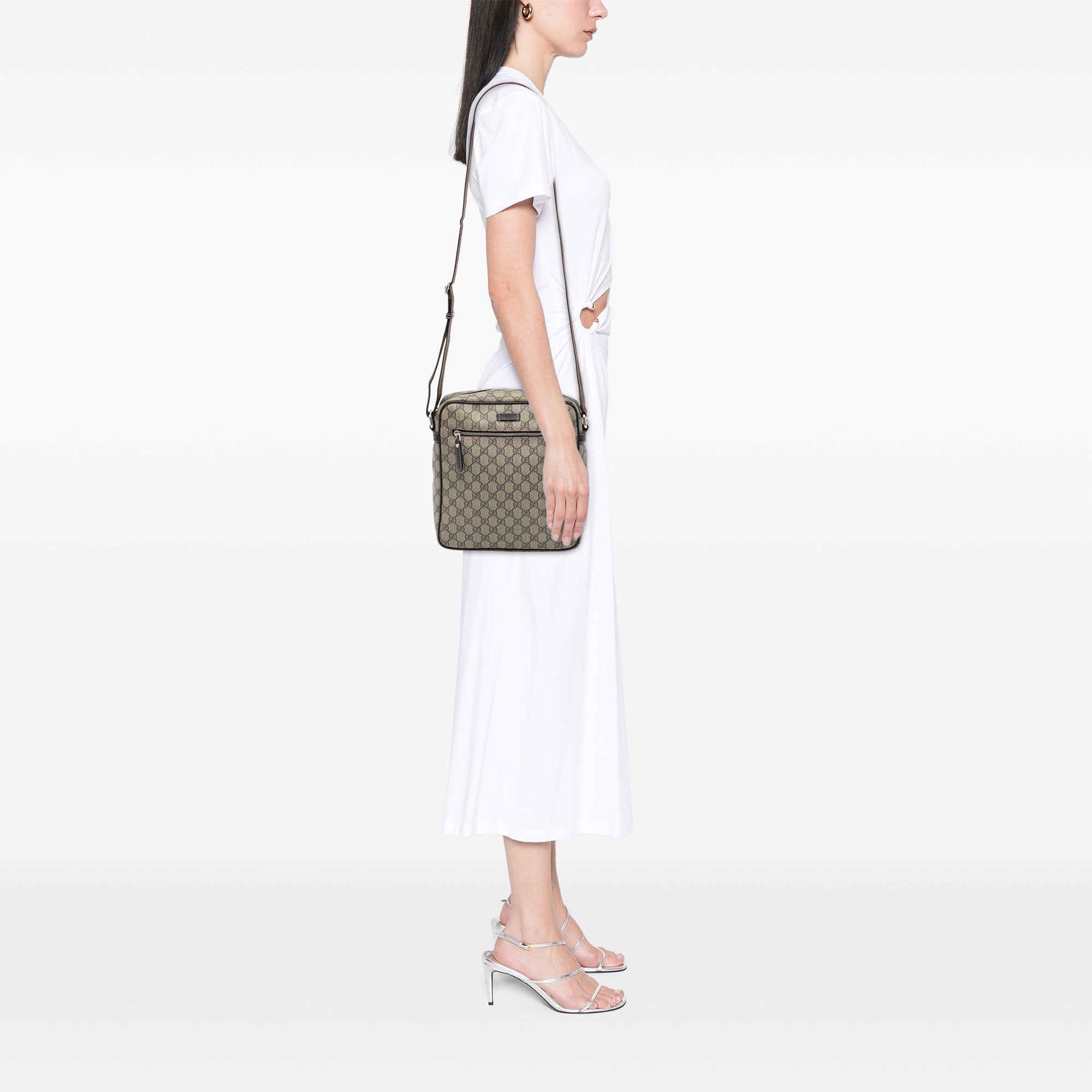 Front Zip Messenger GG Coated Canvas Medium
