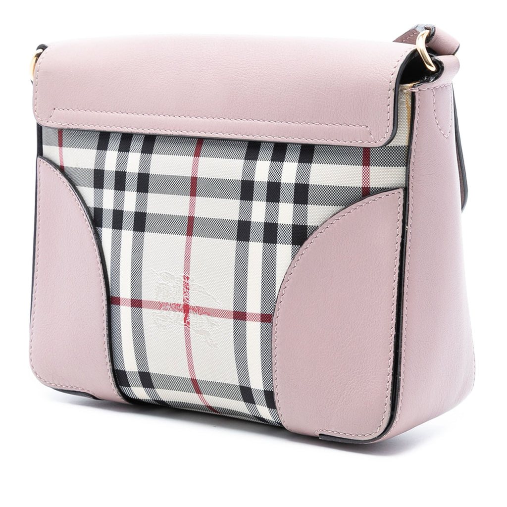 Dickens Crossbody Bag Leather with Horseferry Check Canvas Small