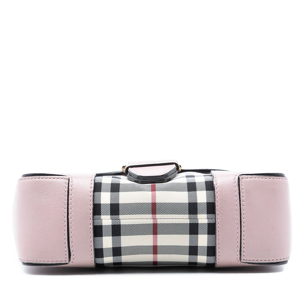 Dickens Crossbody Bag Leather with Horseferry Check Canvas Small