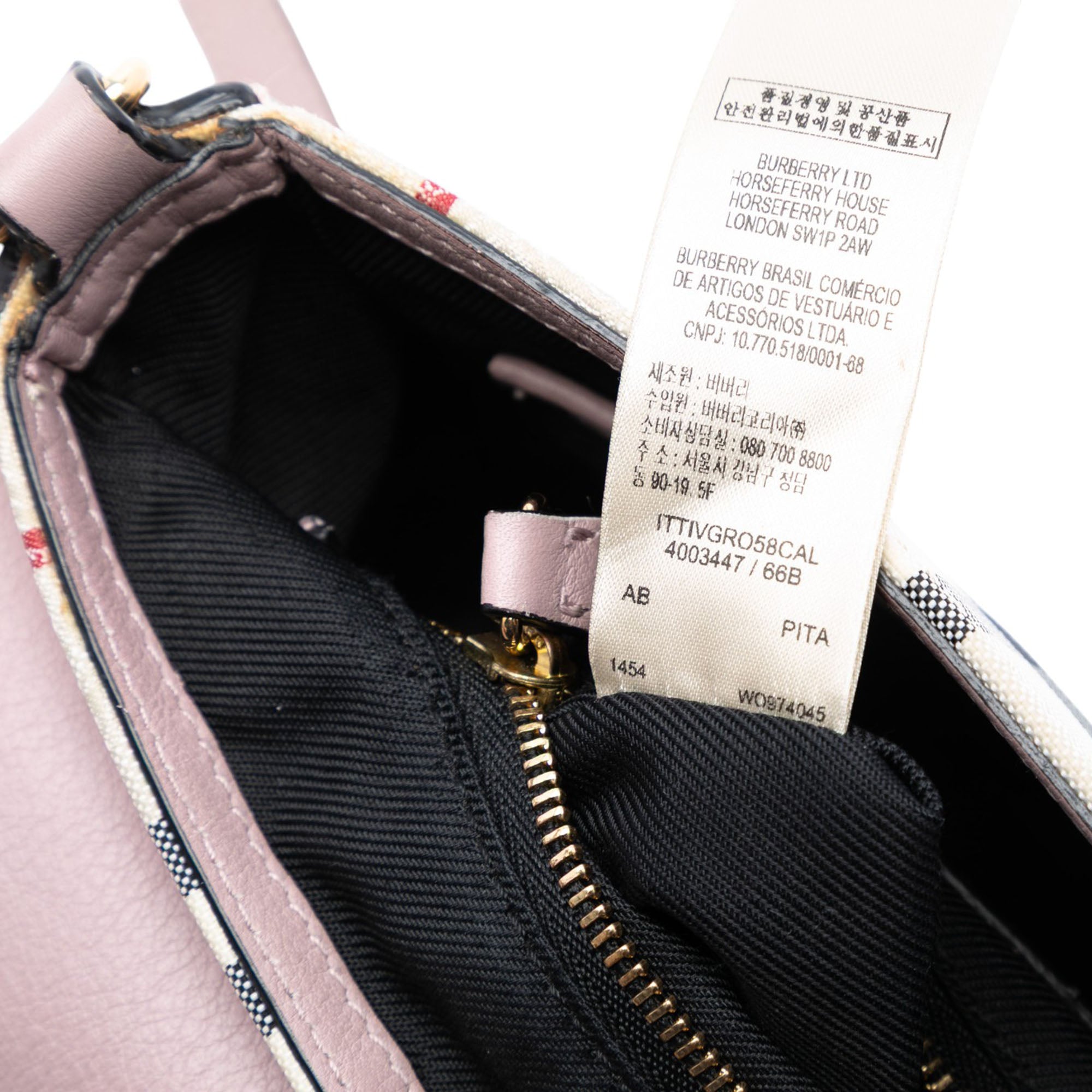 Dickens Crossbody Bag Leather with Horseferry Check Canvas Small
