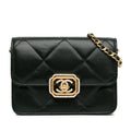 Crystal Geometric Frame CC Clutch with Chain Quilted Calfskin