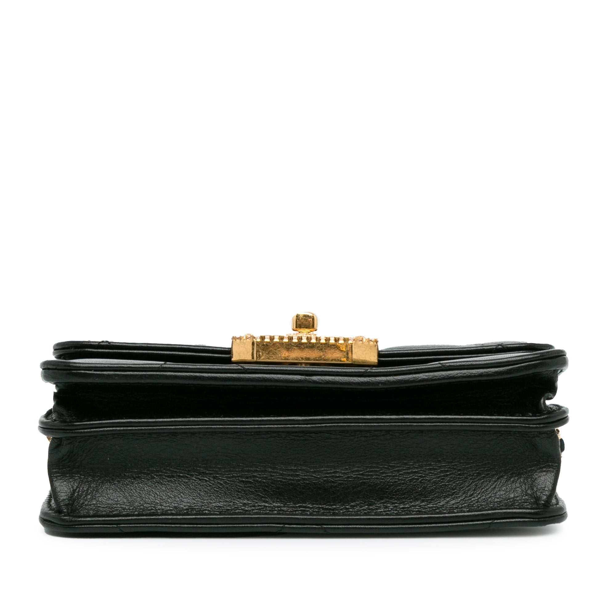 Crystal Geometric Frame CC Clutch with Chain Quilted Calfskin