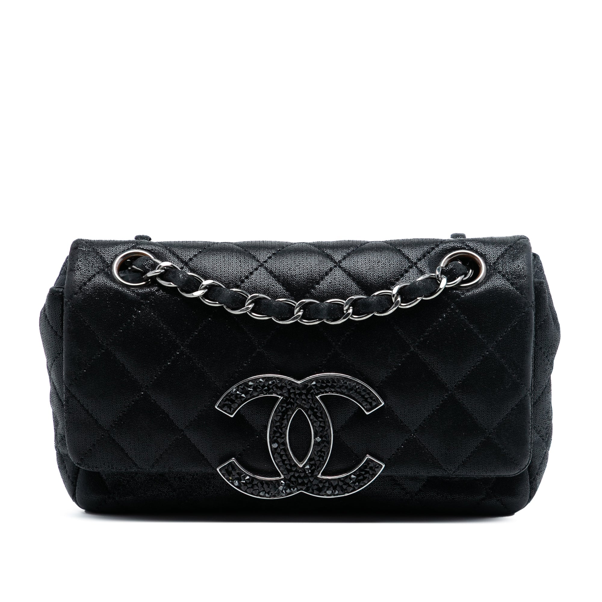 Crystal CC Chain Flap Bag Quilted Iridescent Goatskin Mini