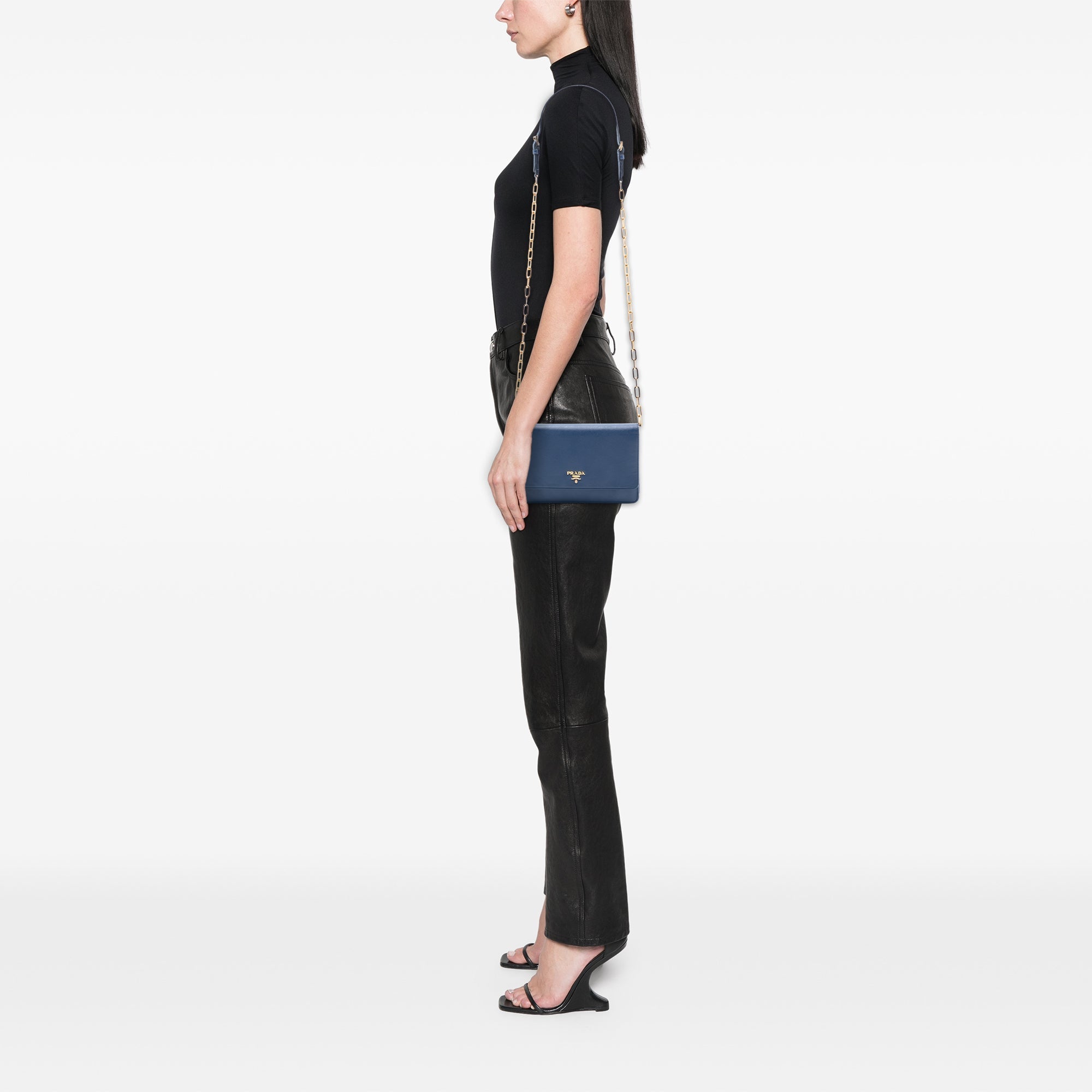 Chain Wallet Crossbody Saffiano Leather