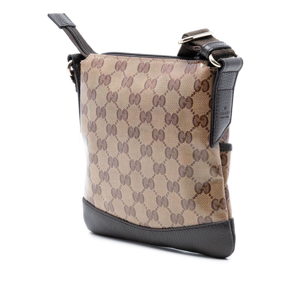 Zip Messenger Bag GG Coated Canvas Small