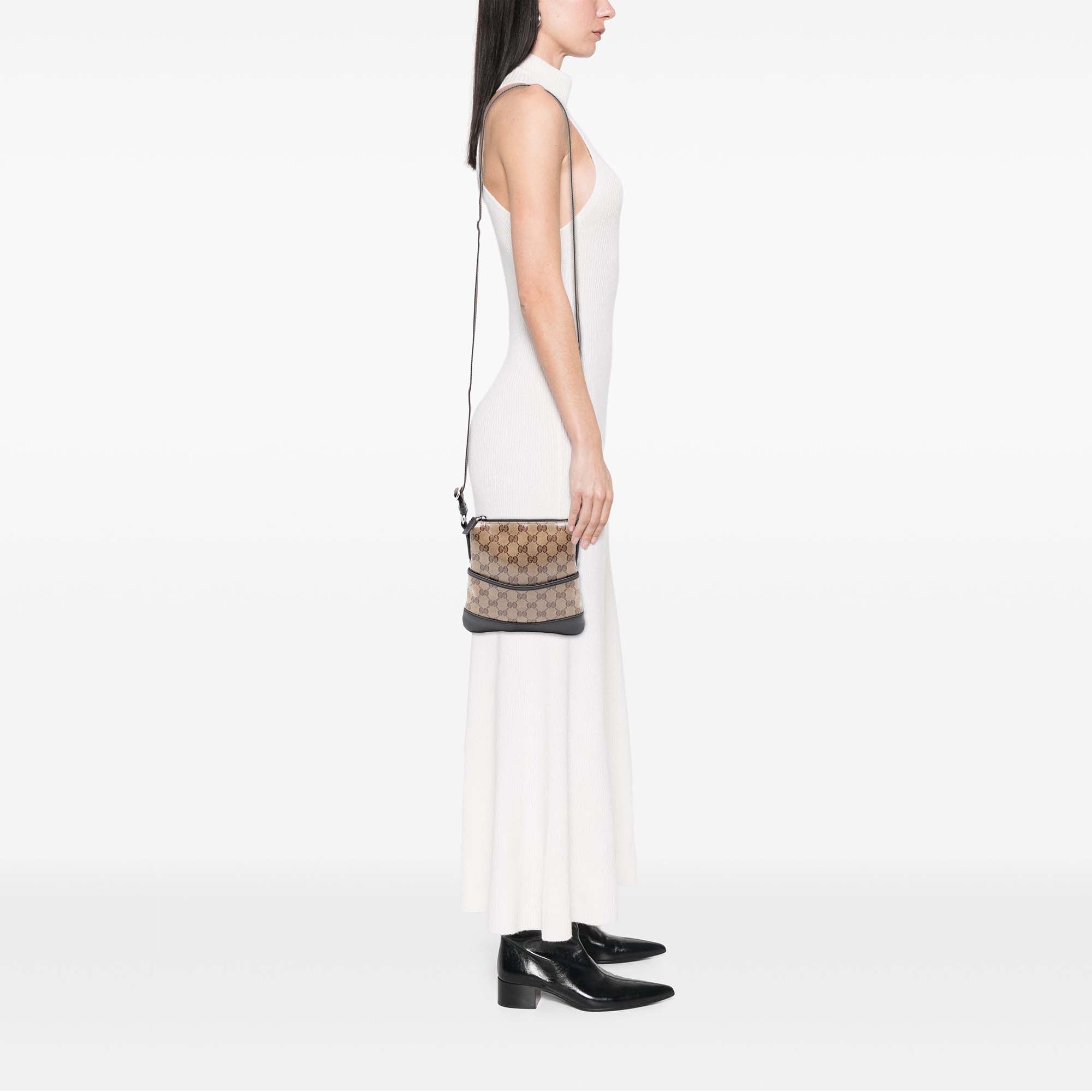 Zip Messenger Bag GG Coated Canvas Small
