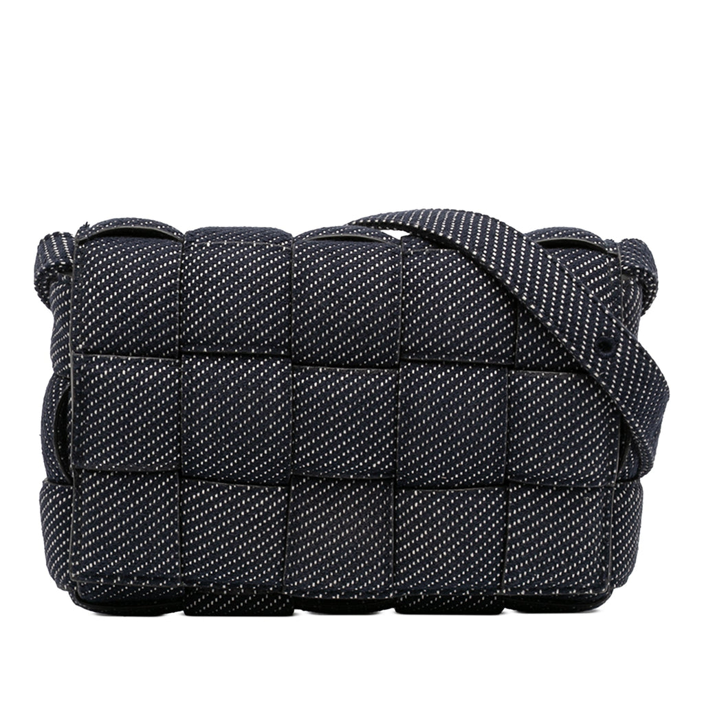 Cassette Crossbody Bag Padded Maxi Intrecciato Denim