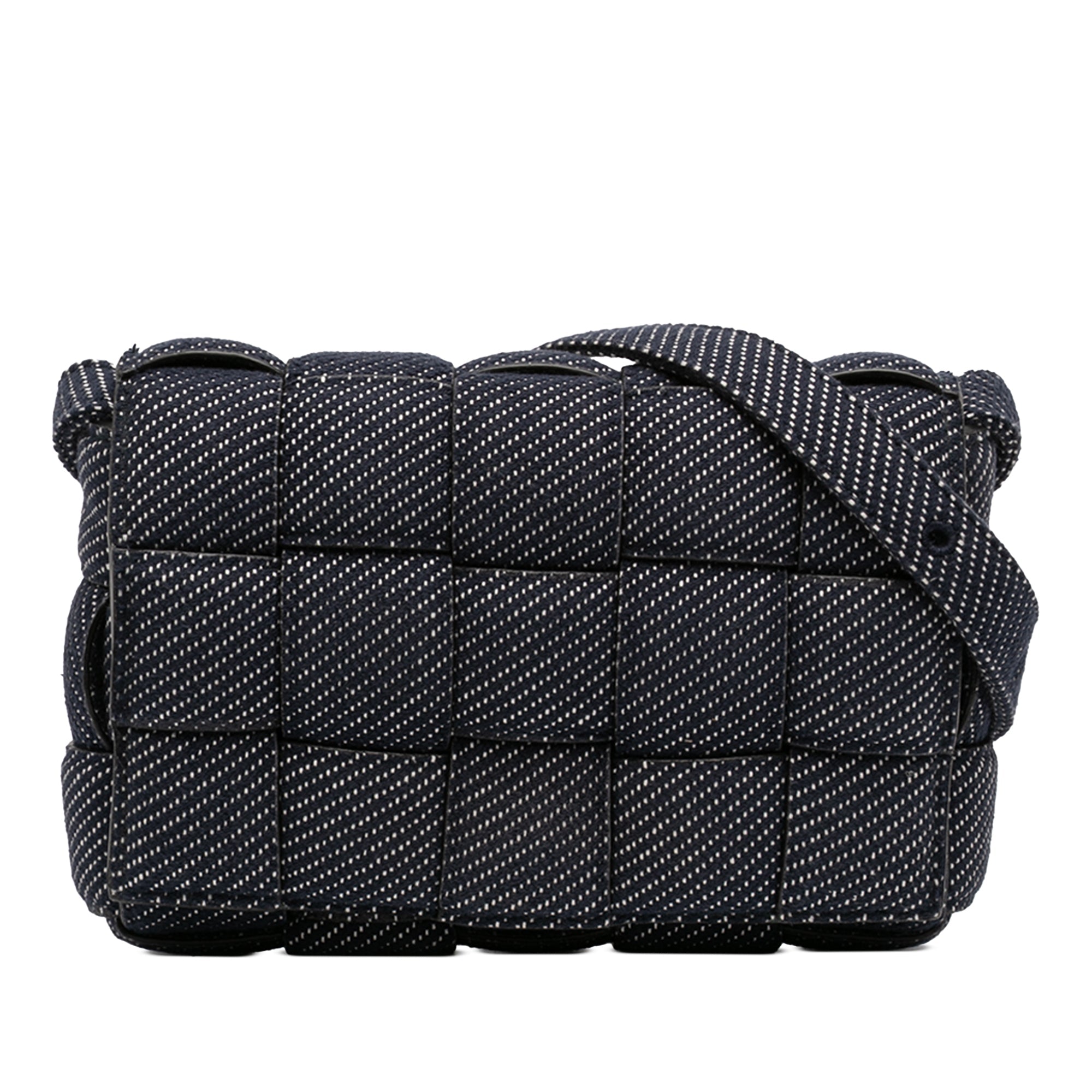 Cassette Crossbody Bag Padded Maxi Intrecciato Denim