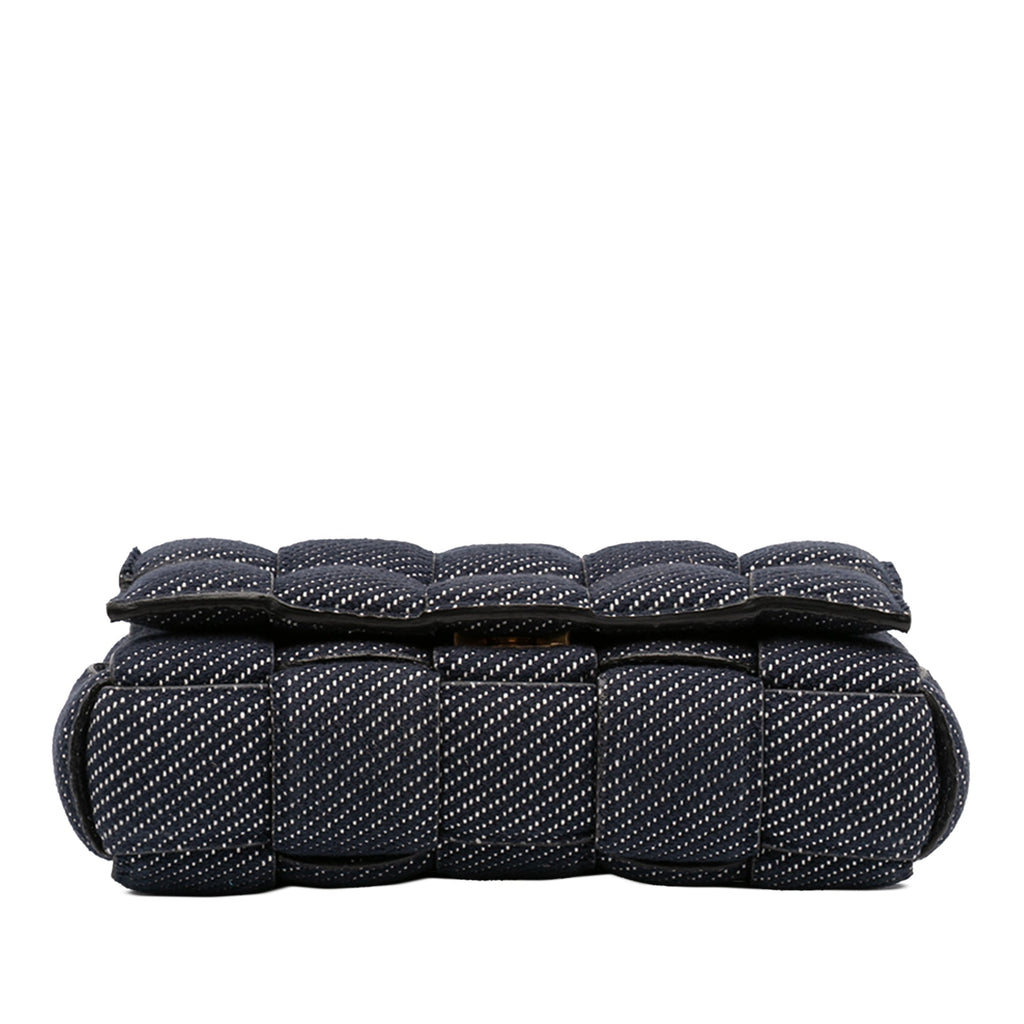 Cassette Crossbody Bag Padded Maxi Intrecciato Denim