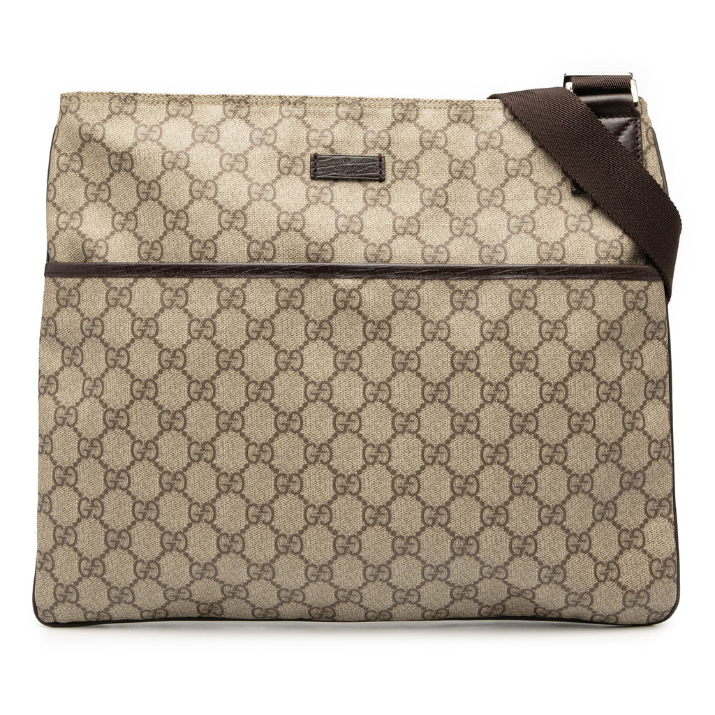Zip Top Messenger Bag GG Coated Canvas Large