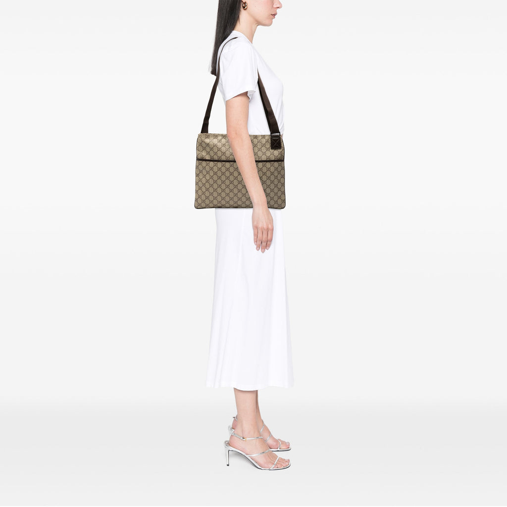 Zip Top Messenger Bag GG Coated Canvas Large