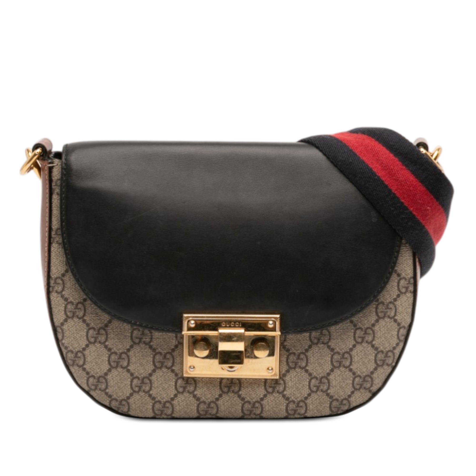Padlock Saddle Shoulder Bag GG Coated Canvas and Leather Medium