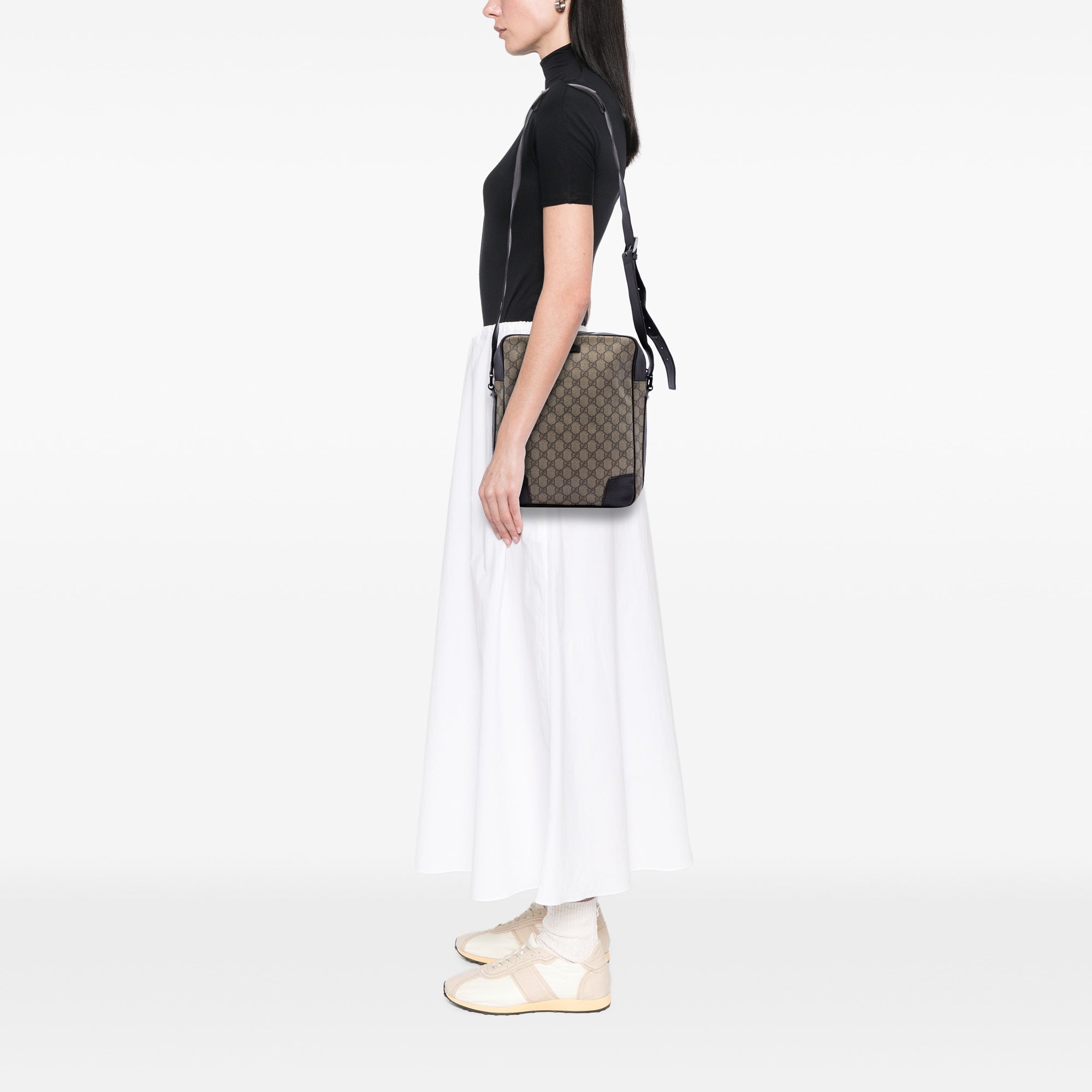 Front Zip Messenger GG Coated Canvas Medium