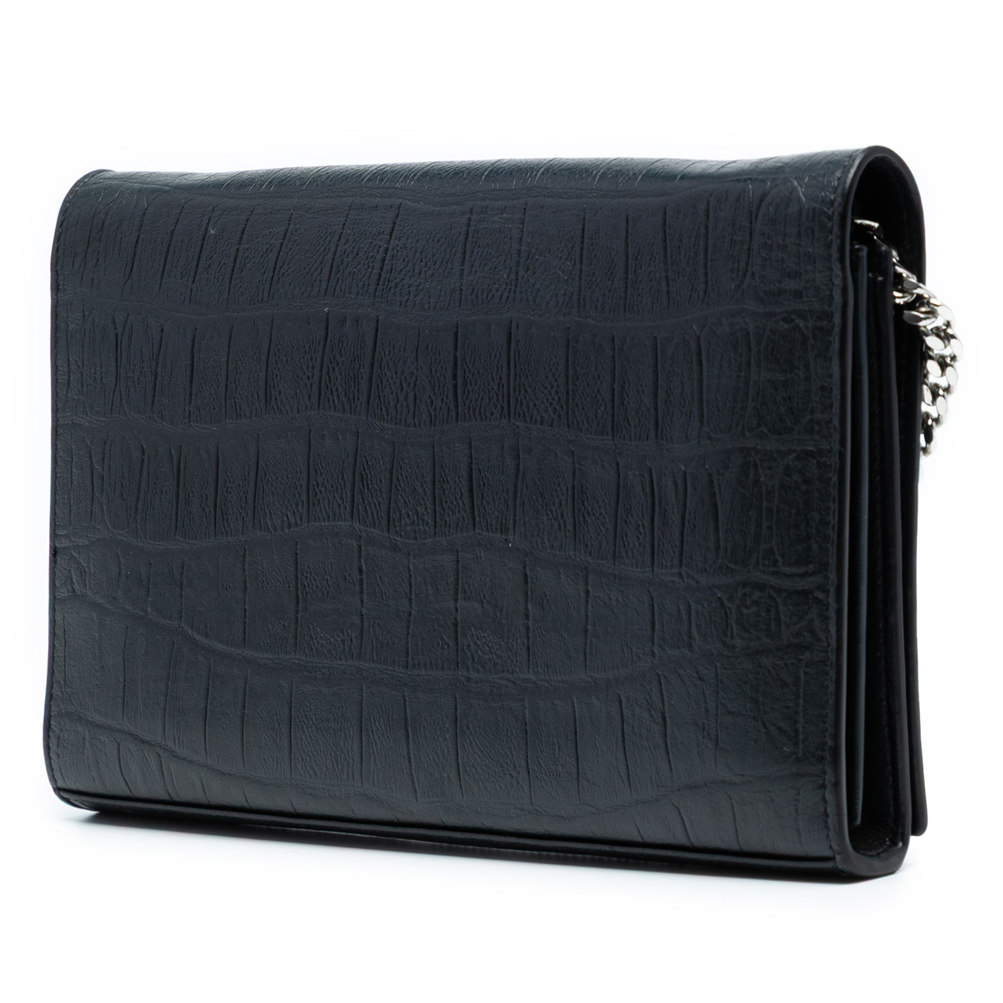 Paris Chain Wallet Crocodile Embossed Leather