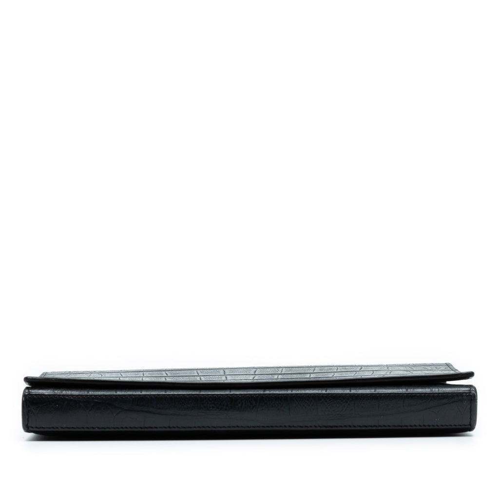 Paris Chain Wallet Crocodile Embossed Leather