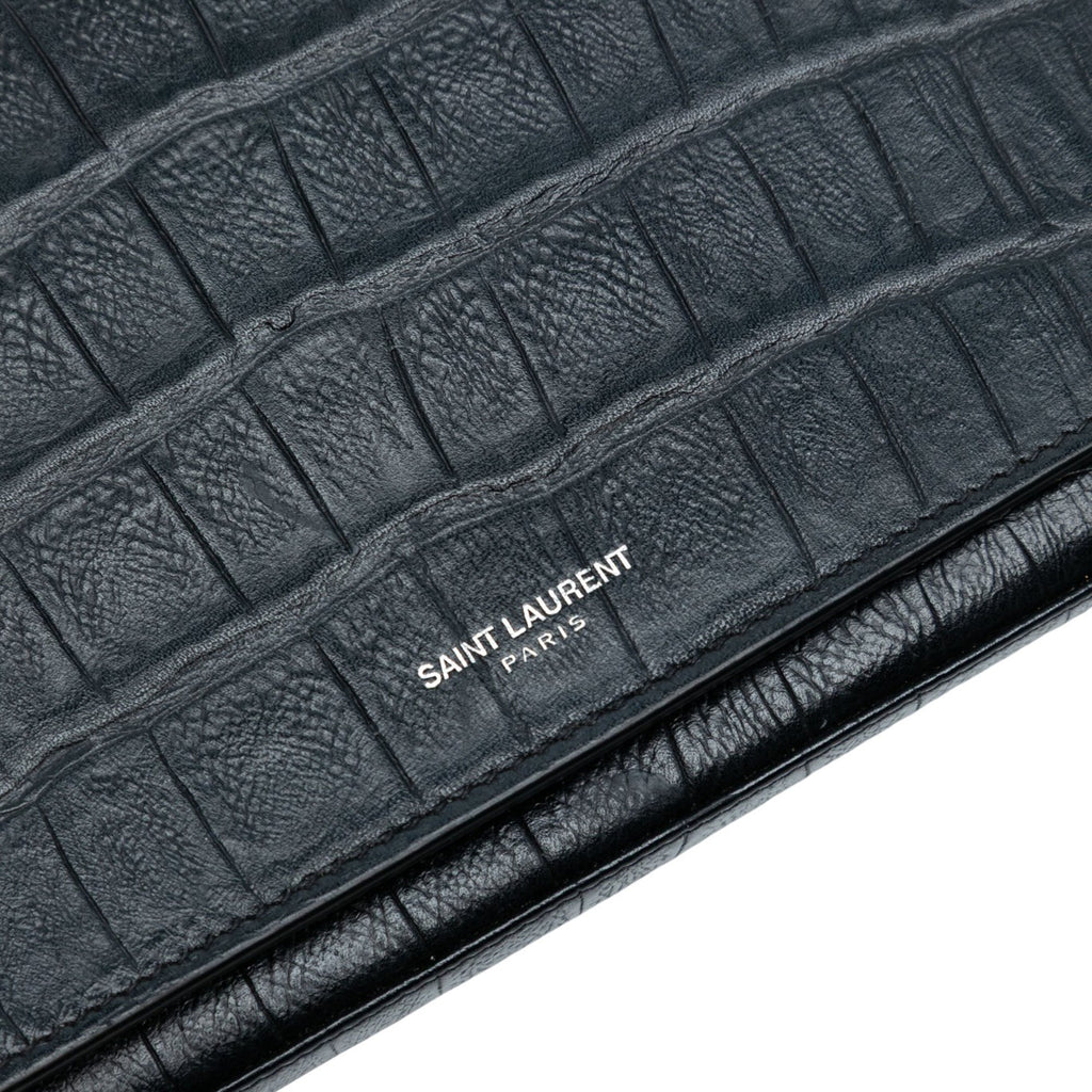 Paris Chain Wallet Crocodile Embossed Leather