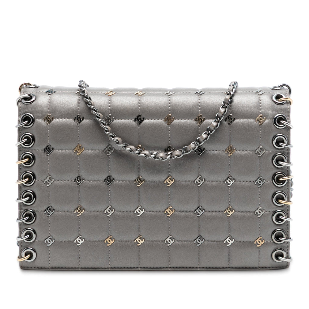 Piercing Chain Flap Bag CC Studded Quilted Lambskin Small