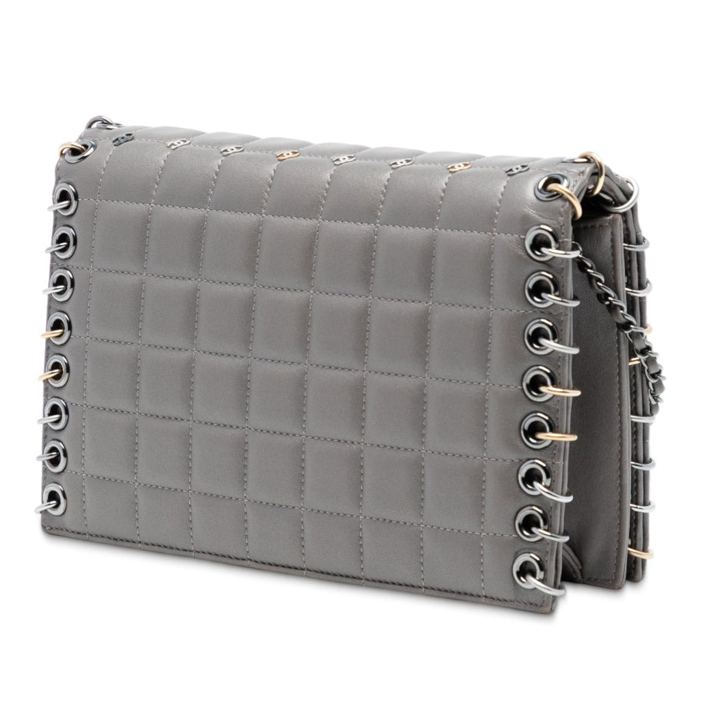 Piercing Chain Flap Bag CC Studded Quilted Lambskin Small