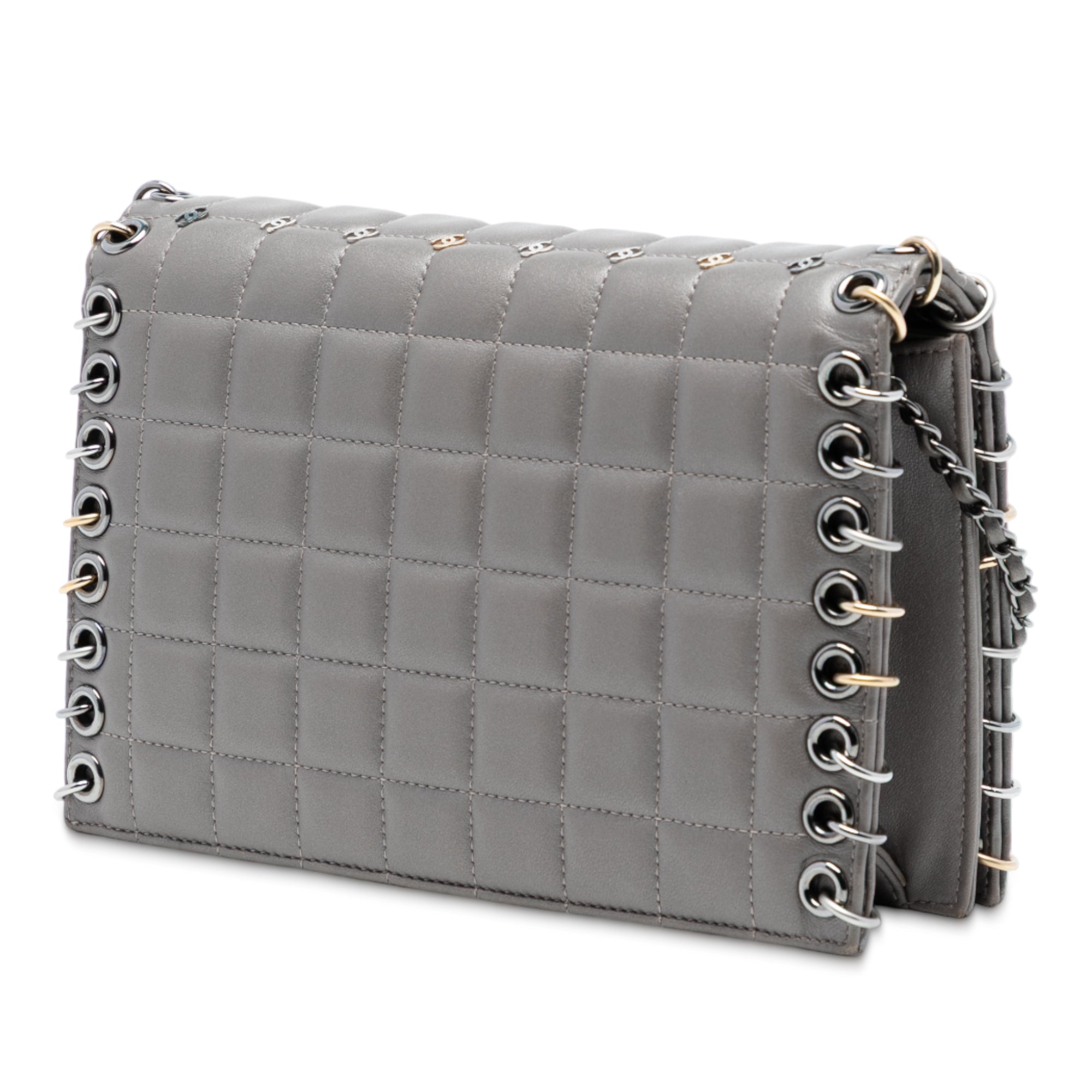 Piercing Chain Flap Bag CC Studded Quilted Lambskin Small