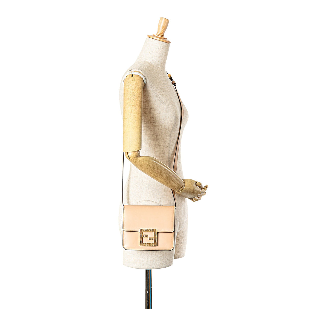 Fab Shoulder Bag Leather with Crystal Detail