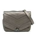 Envelope Square Chain Flap Bag Chevron Embellished Calfskin Mini