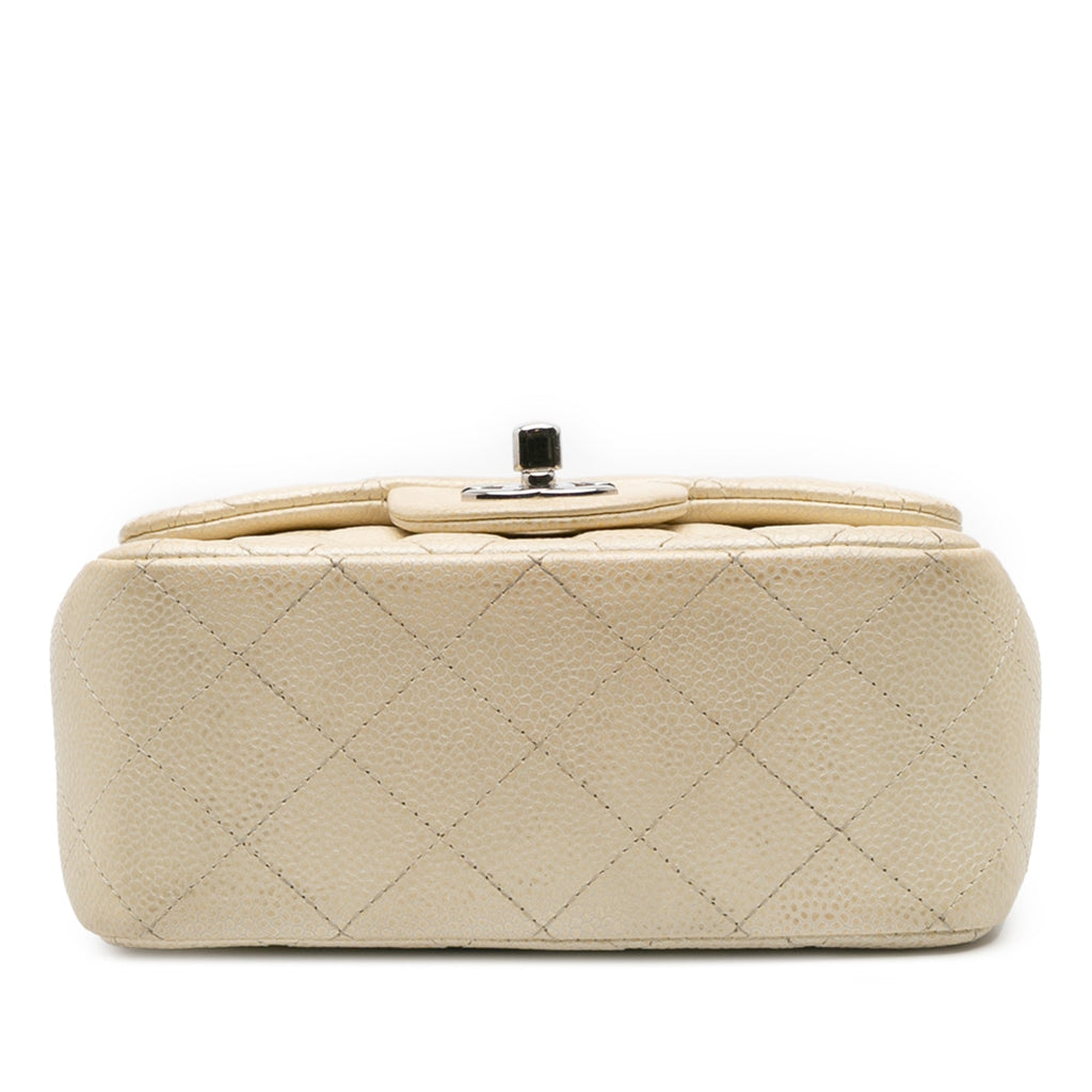 Square Classic Single Flap Bag Quilted Caviar Mini