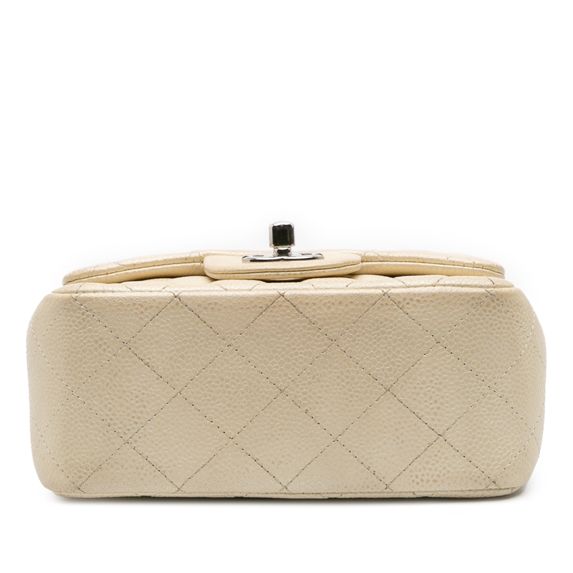 Square Classic Single Flap Bag Quilted Caviar Mini