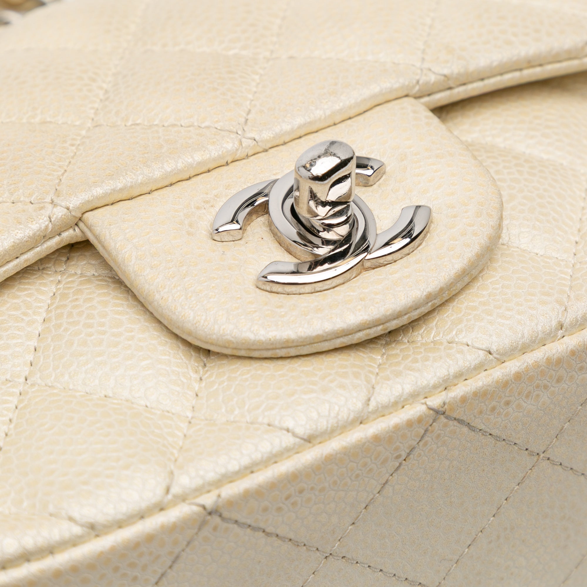 Square Classic Single Flap Bag Quilted Caviar Mini