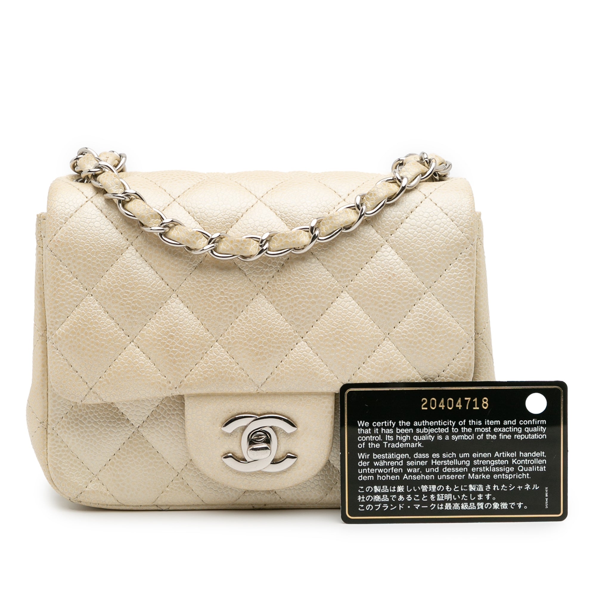 Square Classic Single Flap Bag Quilted Caviar Mini