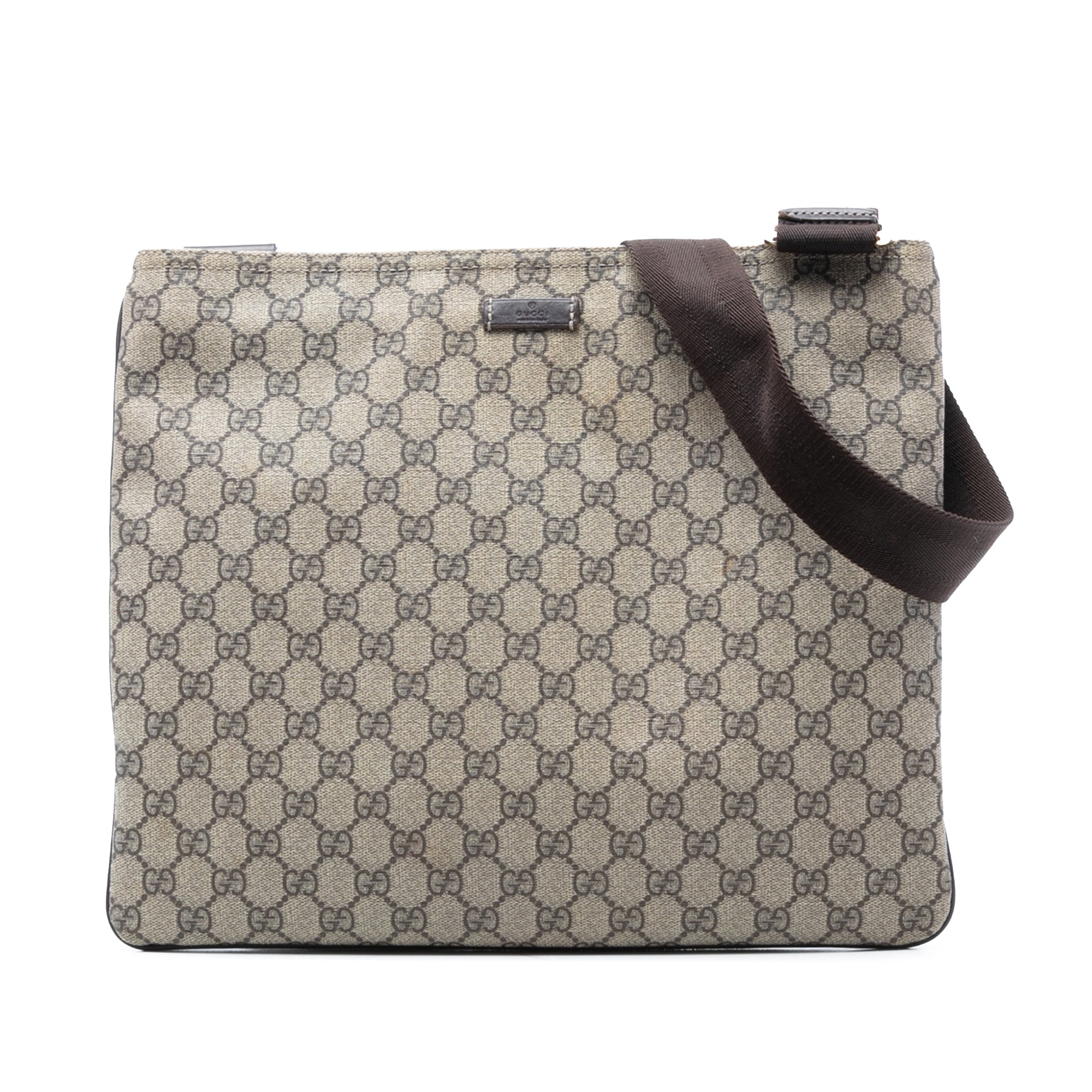 Zip Top Messenger Bag GG Coated Canvas Large