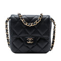 Classic Square Flap Clutch with Chain Quilted Caviar Mini