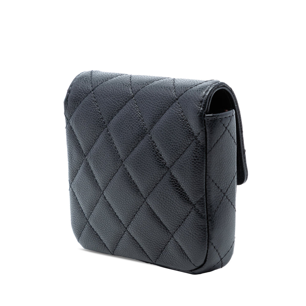Classic Square Flap Clutch with Chain Quilted Caviar Mini