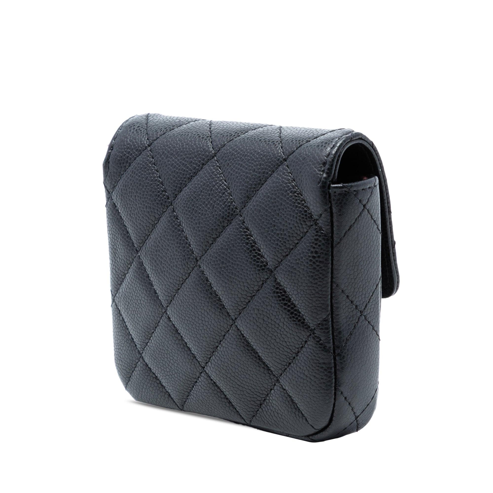 Classic Square Flap Clutch with Chain Quilted Caviar Mini