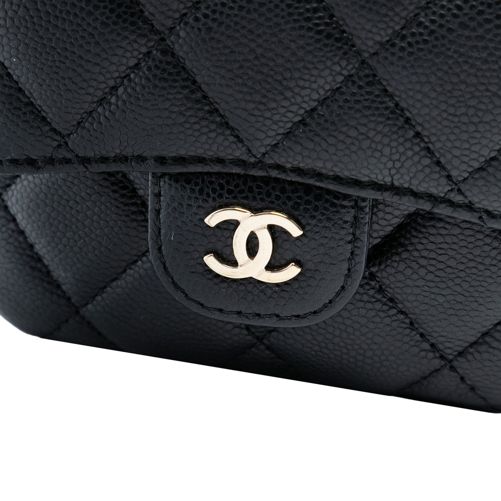 Classic Square Flap Clutch with Chain Quilted Caviar Mini