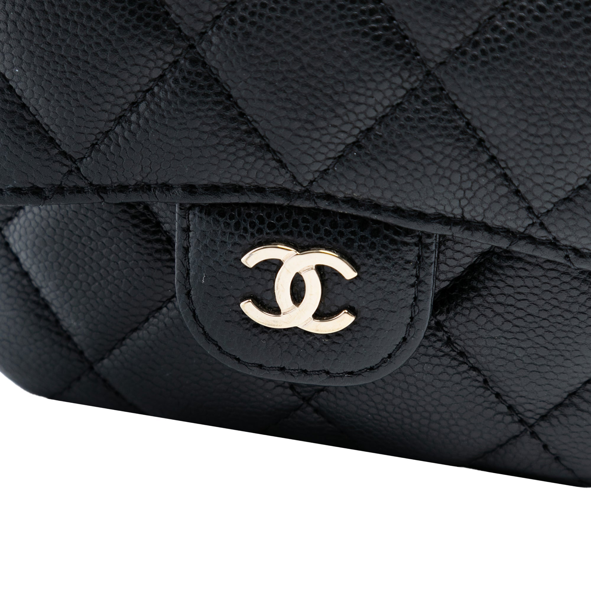 Classic Square Flap Clutch with Chain Quilted Caviar Mini