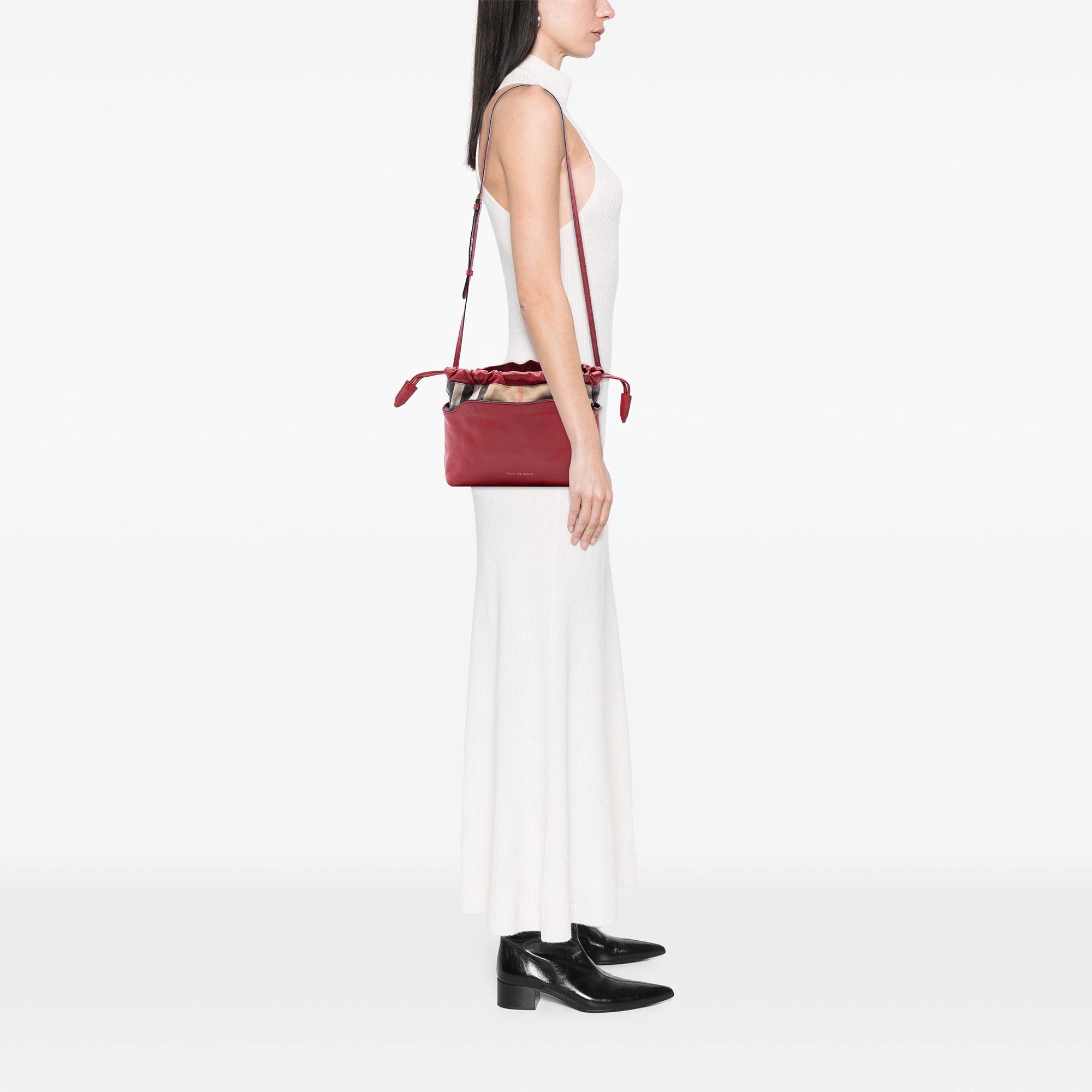 Little Crush Crossbody Bag Leather and House Check Canvas