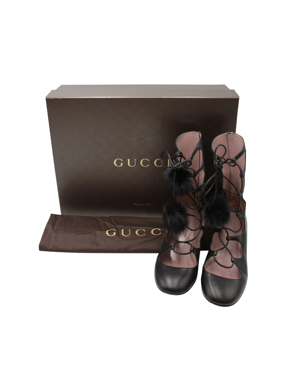 Women's Gucci Heloise Lace-up Gladiator Boots In Black Leather