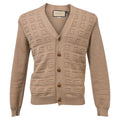 Men's Gucci V-Neck GG Pattern Cardigan in Brown Wool