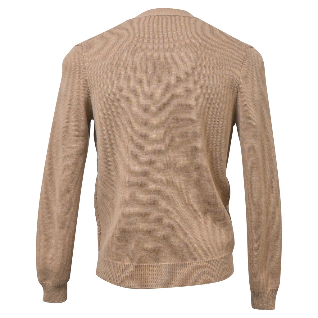Men's Gucci V-Neck GG Pattern Cardigan in Brown Wool