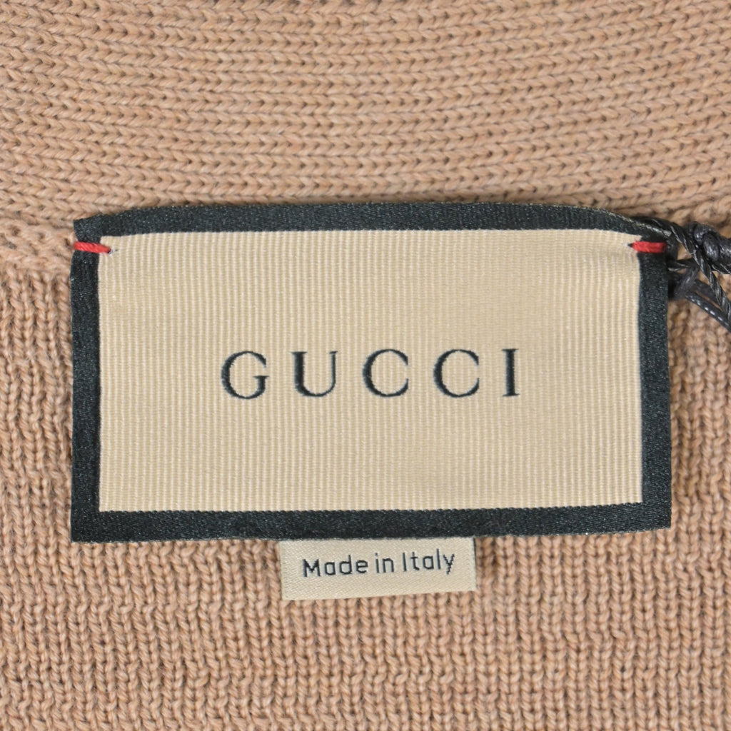 Men's Gucci V-Neck GG Pattern Cardigan in Brown Wool