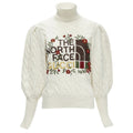 Women's Gucci The North Face wool floral logo embroidery cable knit turtleneck