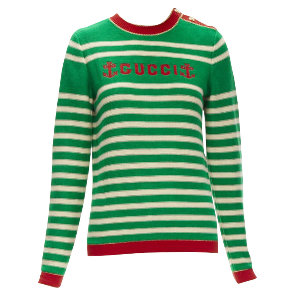 Women's Gucci sailor intarsia embroidery striped sweater