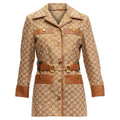 Women's Gucci aria crystal embellished horsebit web belt gg canvas jacket