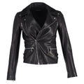 Women's Gucci Bird-Embroidered Biker Jacket in Black Leather