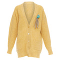 Women's Gucci wool yellow floral brooch oversized cardigan