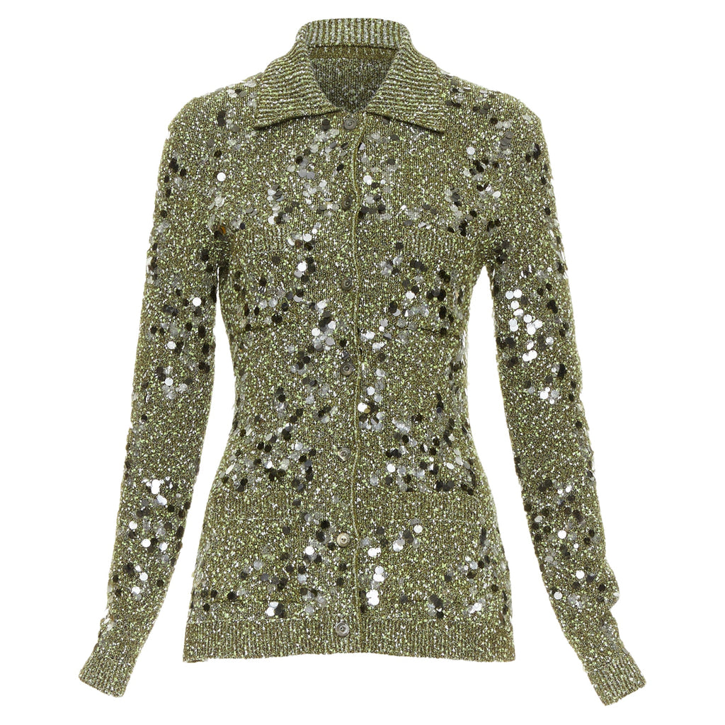 Women's Gucci green boucle sequin cardigan