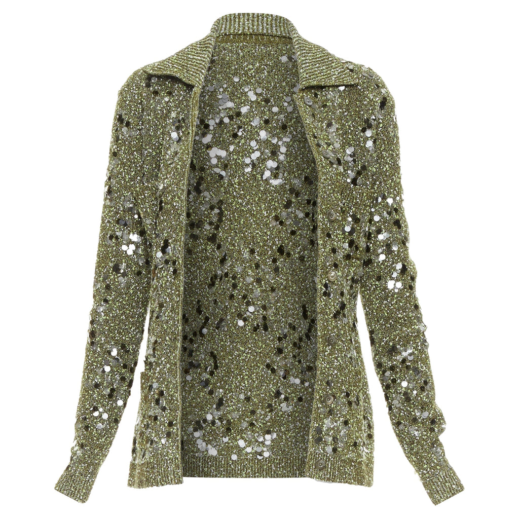 Women's Gucci green boucle sequin cardigan